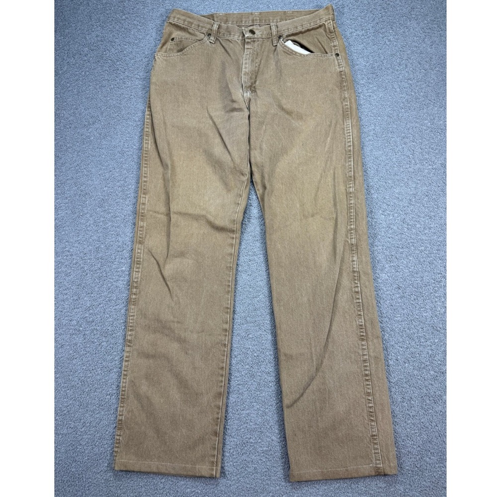 Vintage Wrangler Jeans Men's 34x34 Brown Straight Leg High Rise Cowboy Cotton